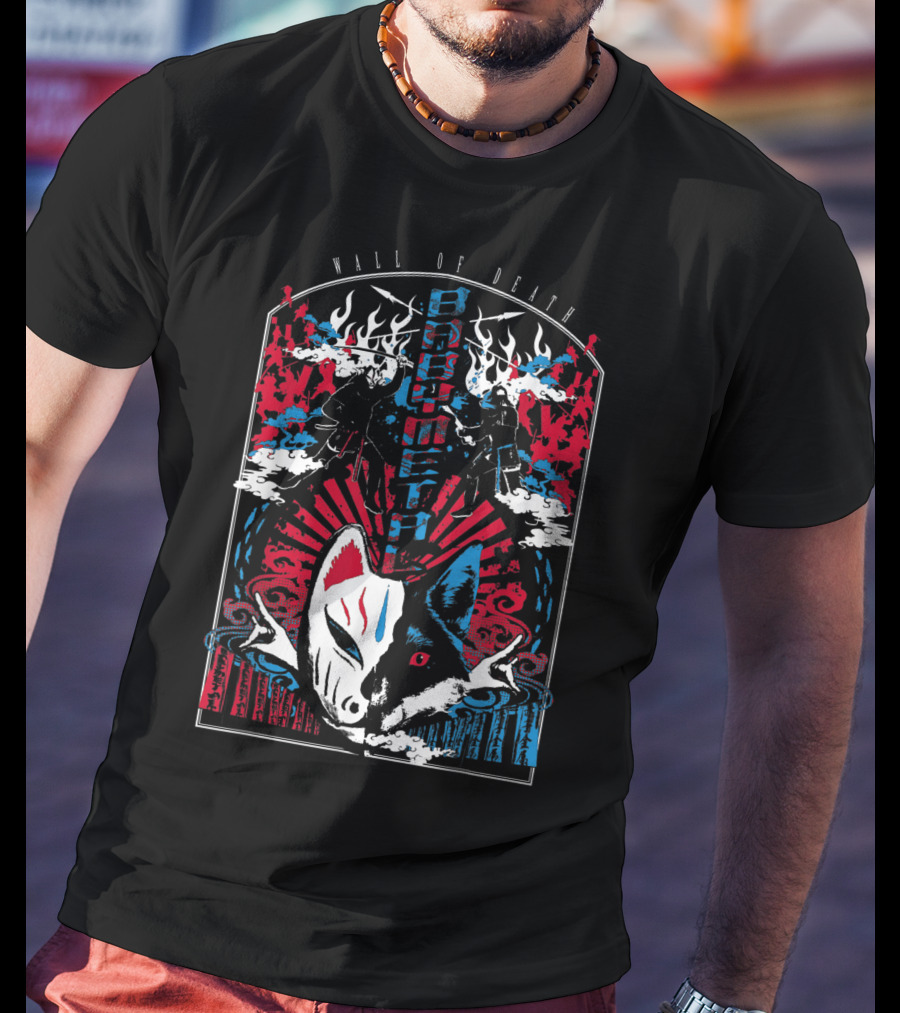 Babymetalfcus Wall Of Death Katana Mask Warriors Flames Red Blue Japan T-Shirt