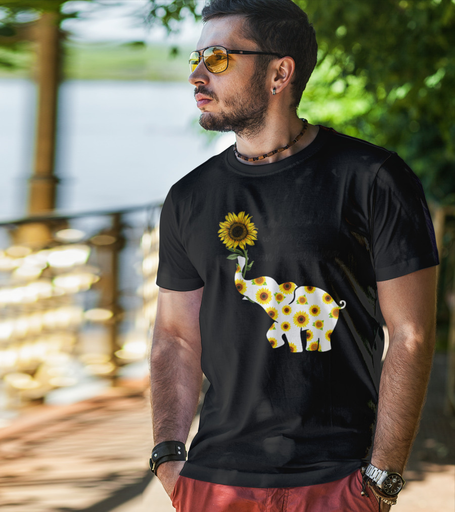In A World Where You Can Be Anything Be Kind Sign Language Elephant Sunflower T-Shirt