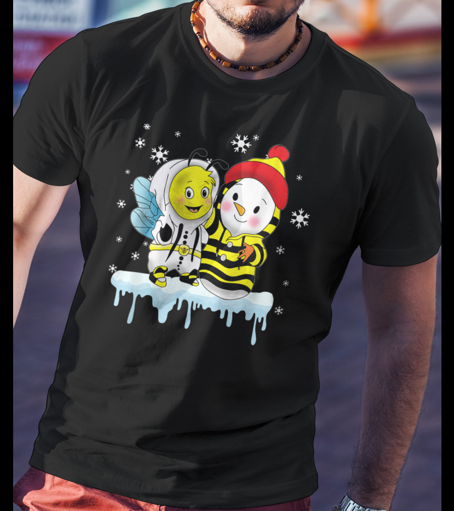 Snowman And Bee Holiday Friendship T-Shirt