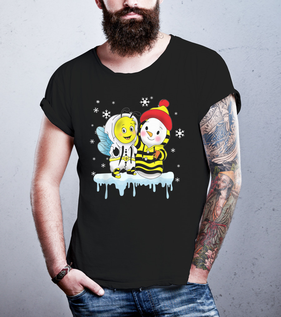 Snowman And Bee Holiday Friendship T-Shirt