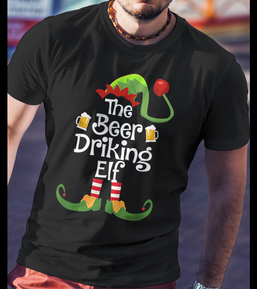 The Beer Drinking Elf Matching Family Group Christmas T-Shirt