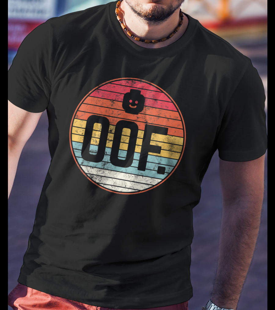 Big Oof Gaming Funny Dank Noob Gamer Retro OOF With Blockhead T-Shirt
