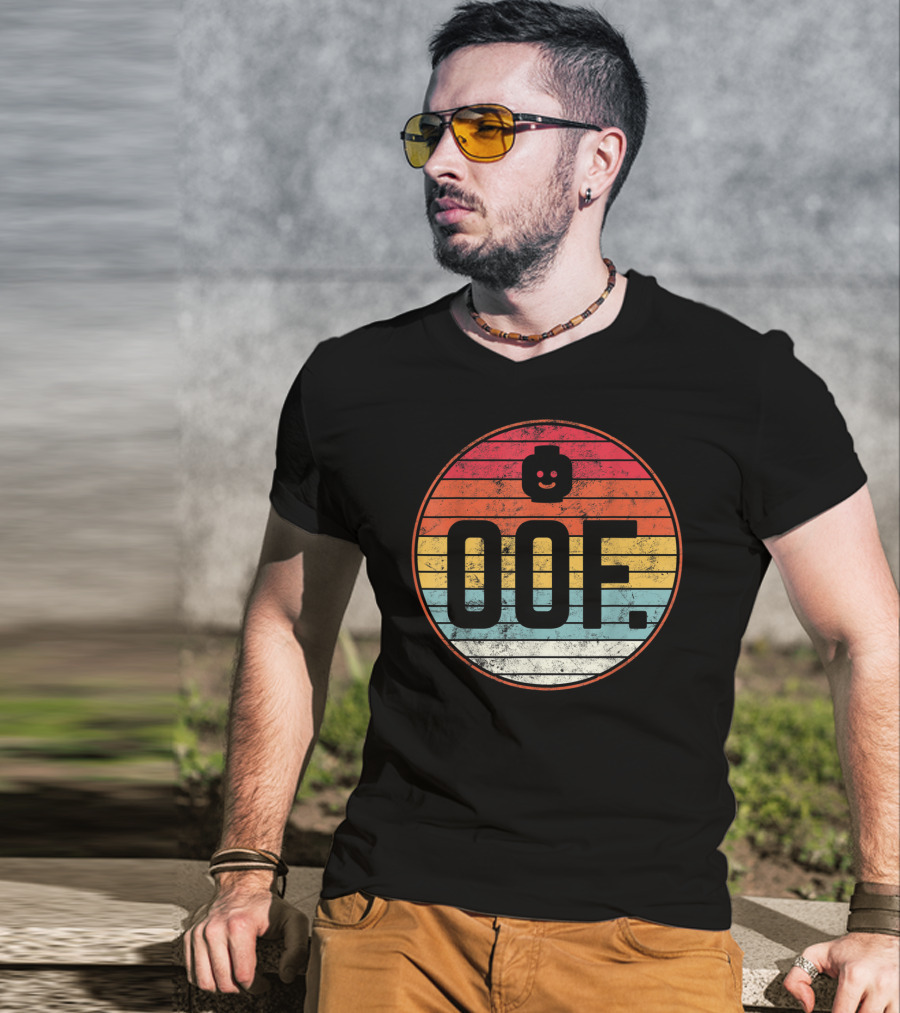 Big Oof Gaming Funny Dank Noob Gamer Retro OOF With Blockhead T-Shirt