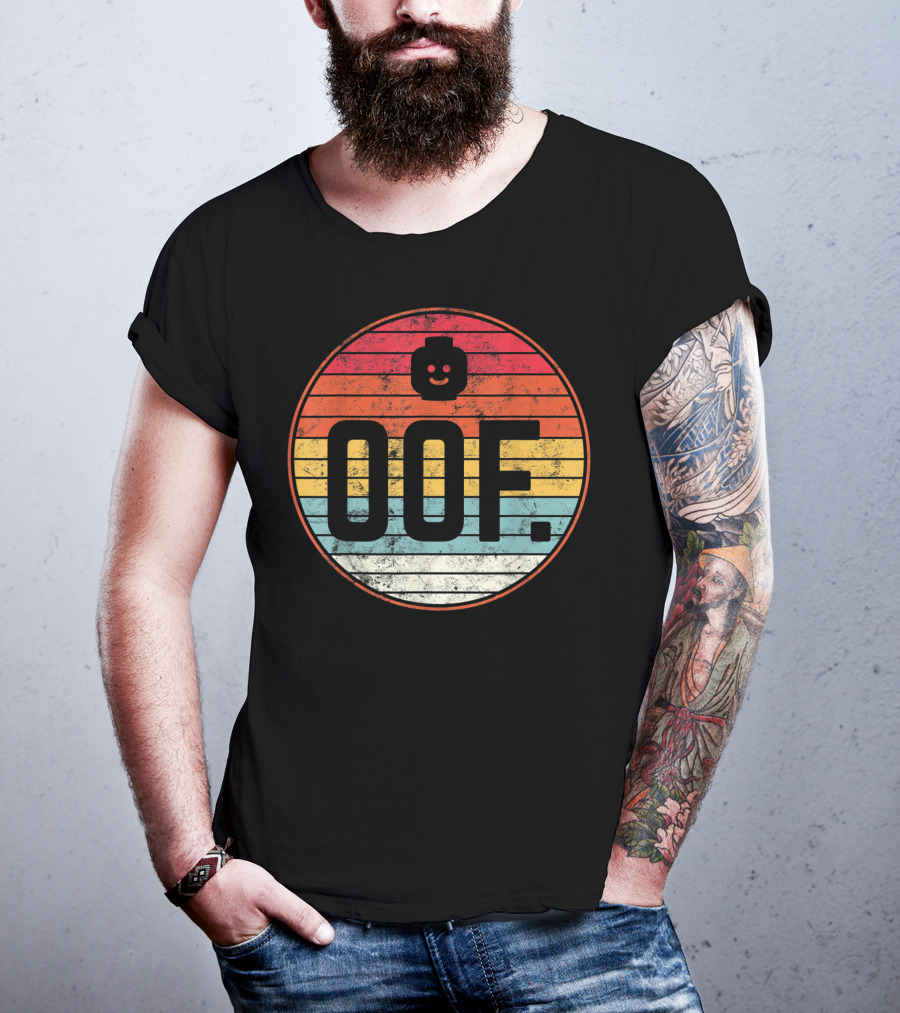 Big Oof Gaming Funny Dank Noob Gamer Retro OOF With Blockhead T-Shirt