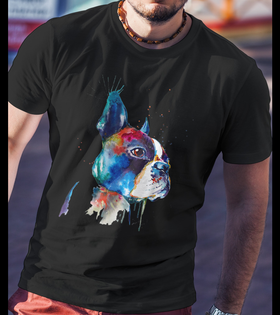 Boston Terrier Watercolor Funny Dog Breed Boston Terrier T-Shirt