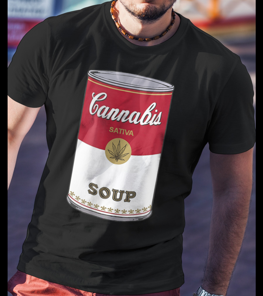 Cannabis Sativa Soup Can With Red And White T-Shirt