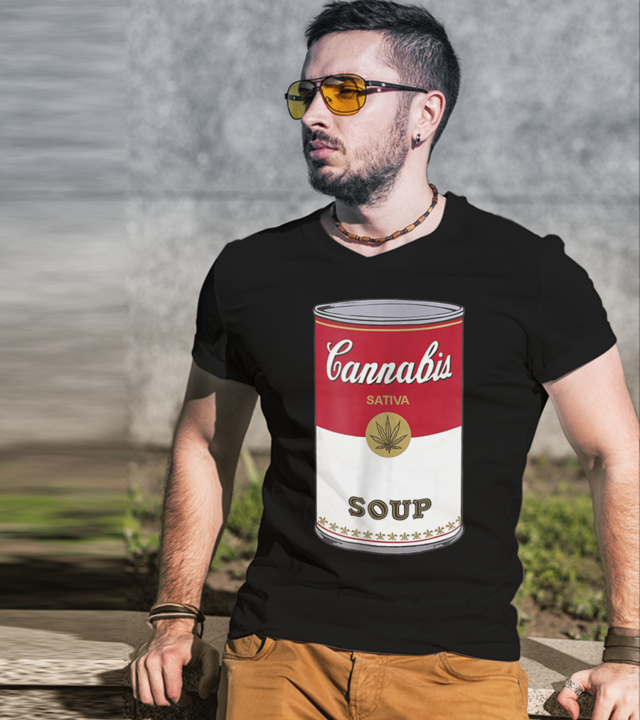 Cannabis Sativa Soup Can With Red And White T-Shirt