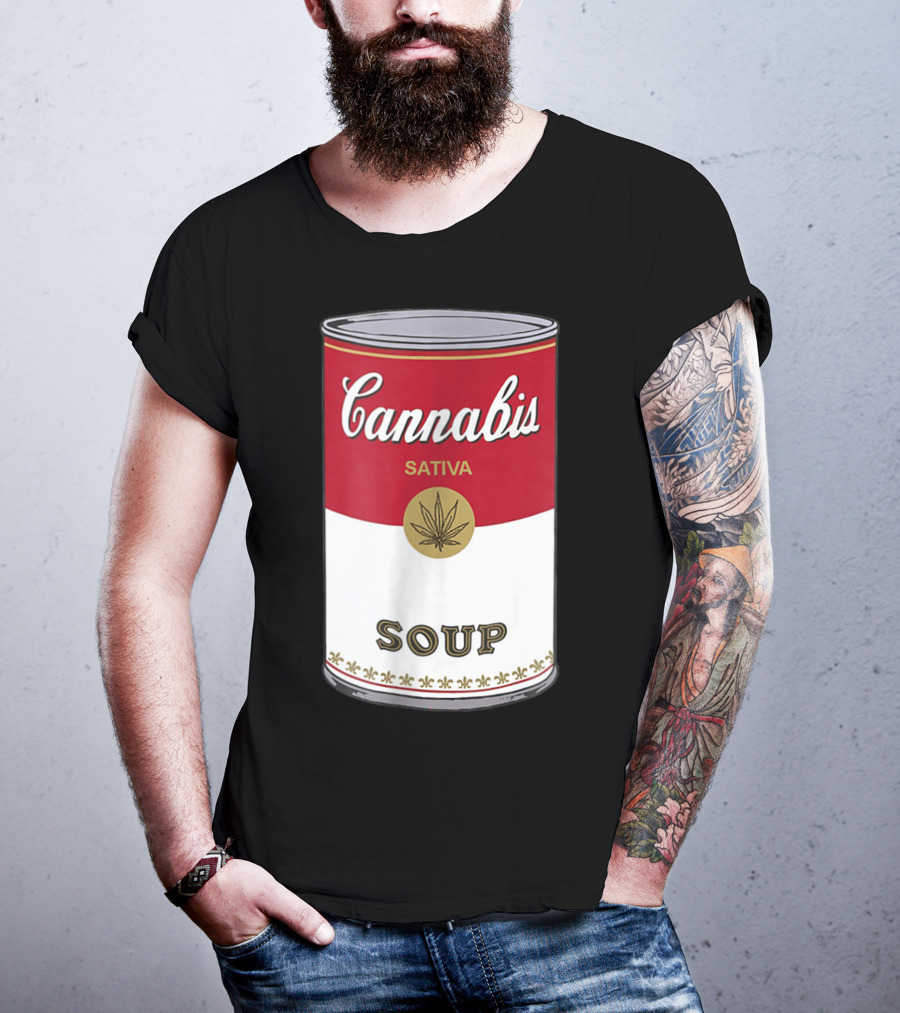Cannabis Sativa Soup Can With Red And White T-Shirt