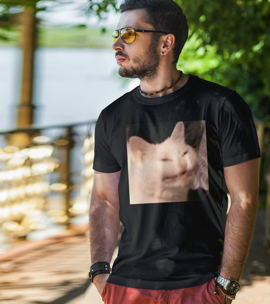 Confused Laughing Cat Meme Expression T-Shirt