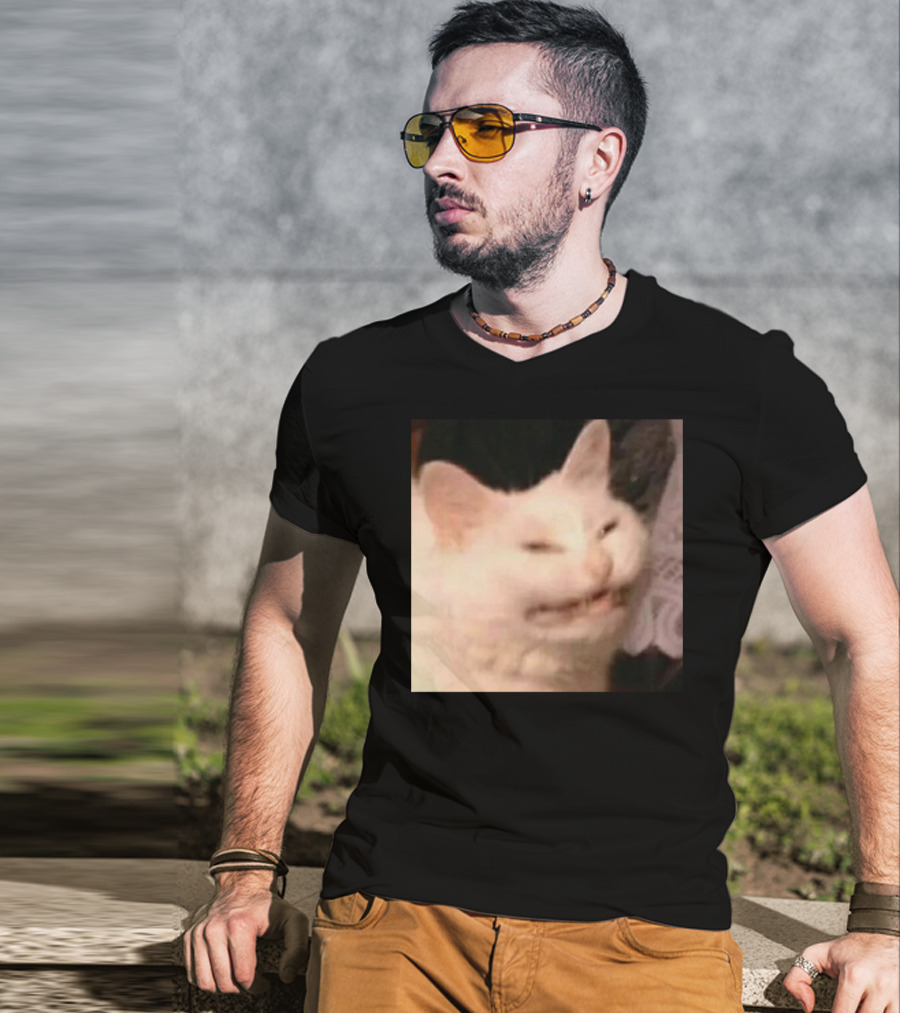 Confused Laughing Cat Meme Expression T-Shirt