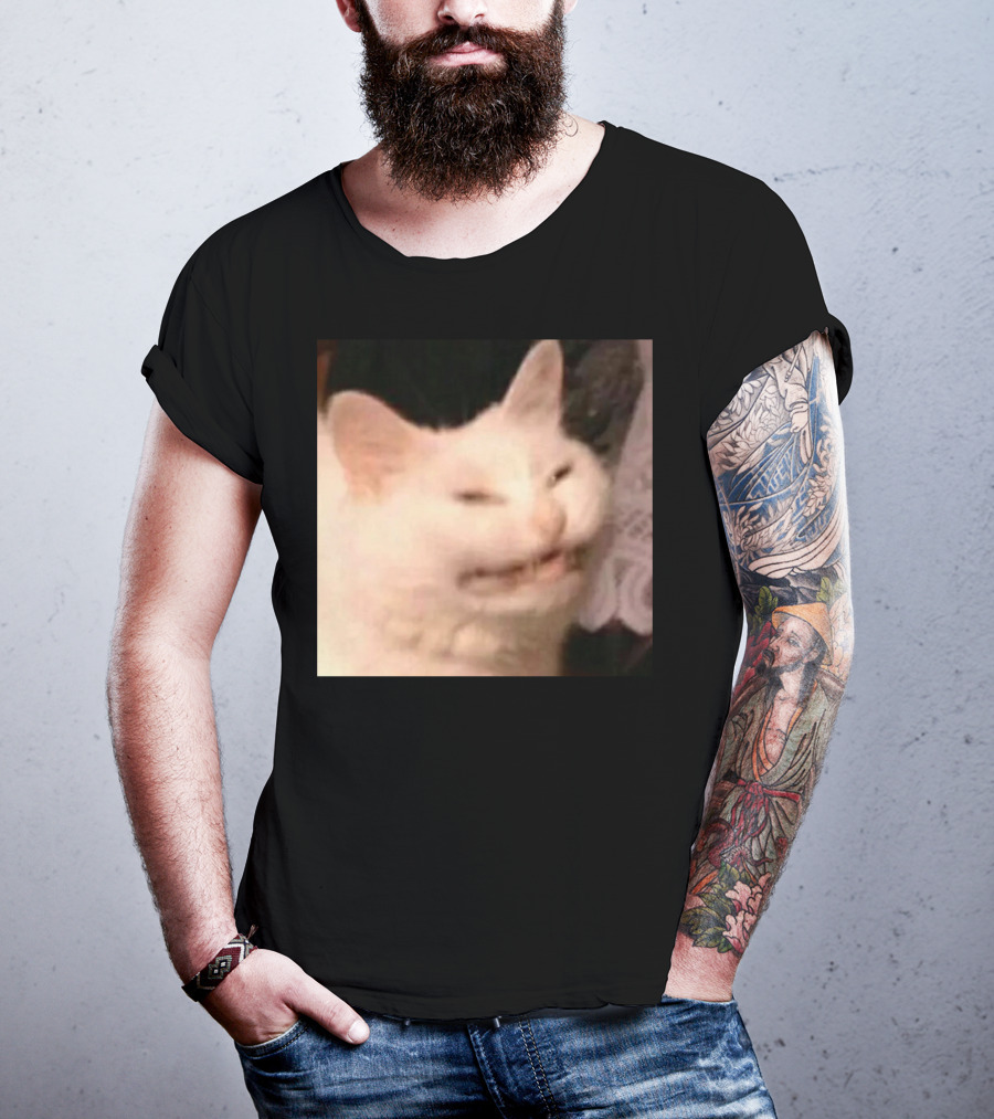 Confused Laughing Cat Meme Expression T-Shirt