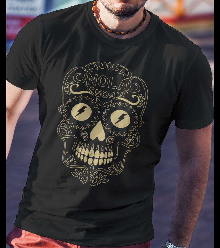NOLA 504 Sugar Skull New Orleans Electric T-Shirt