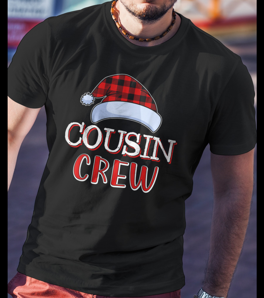 Cousin Crew Red Plaid Hat Holiday Family T-Shirt