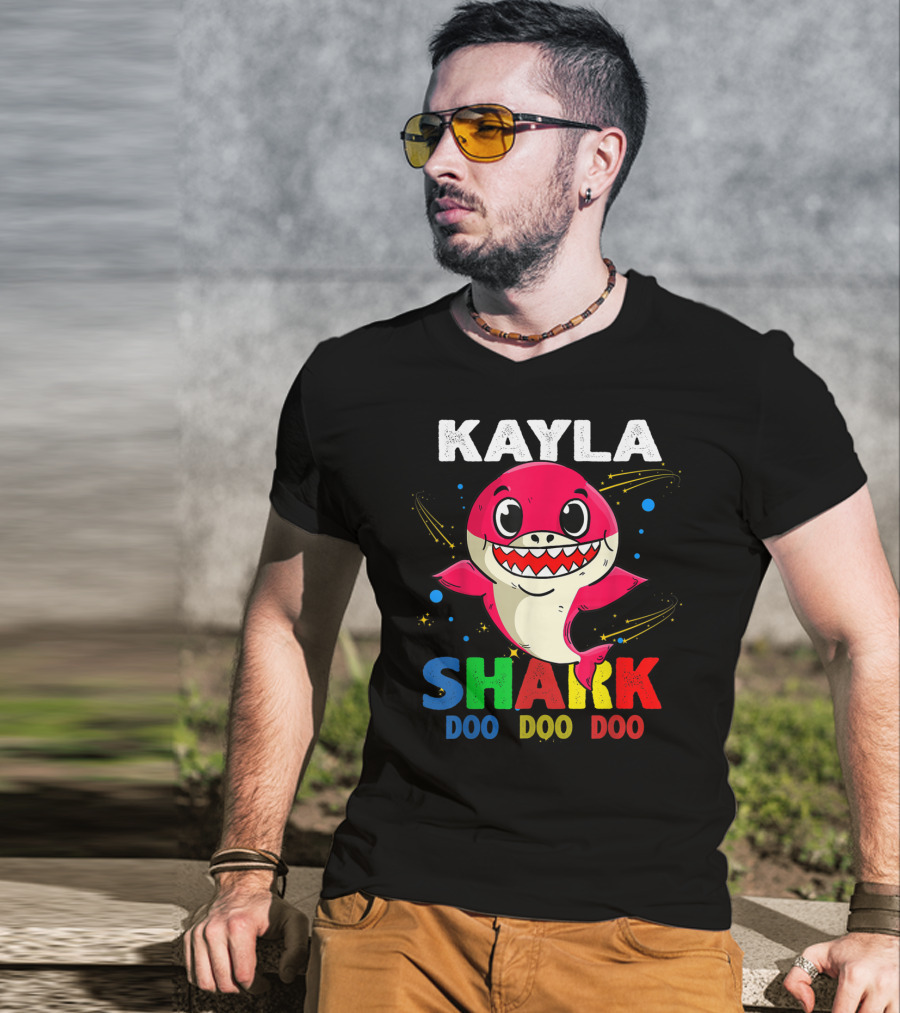 Kayla Shark Doo Doo Doo Custom Name Colorful T-Shirt