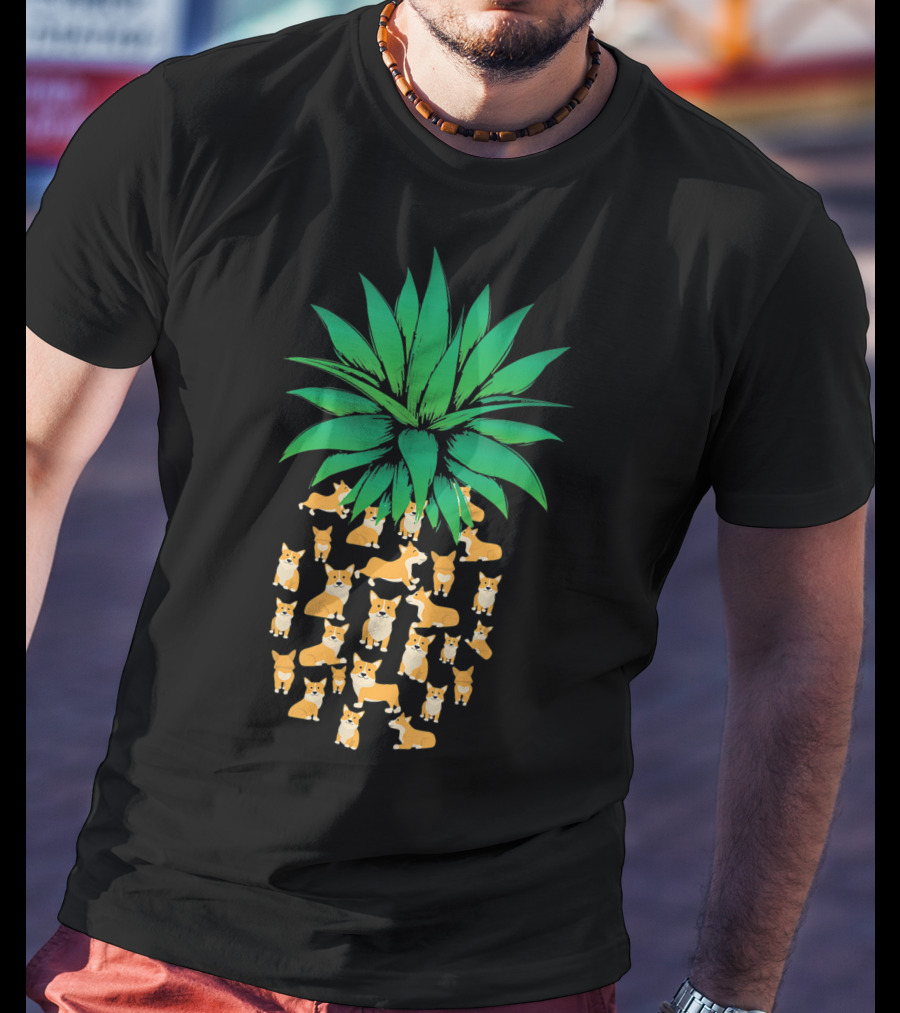 Cute Pembroke Welsh Corgi Pineapple Dogs T-Shirt