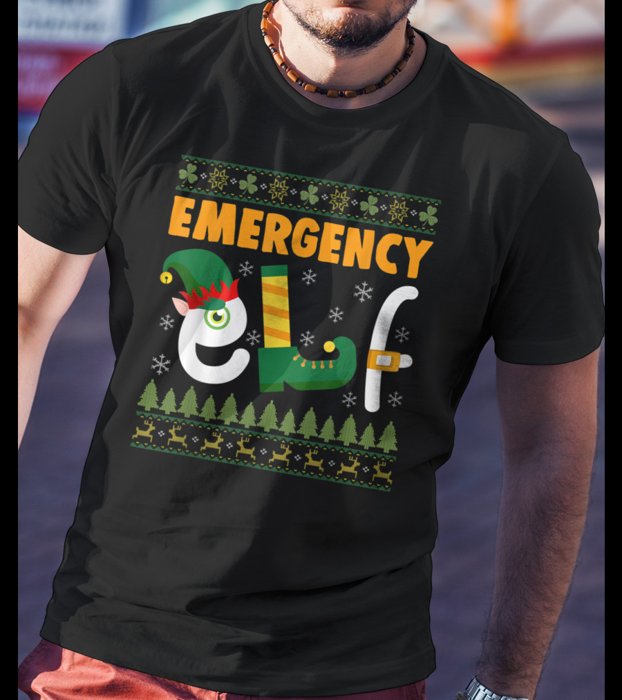 Emergency Elf Christmas Sweater With Festive T-Shirt