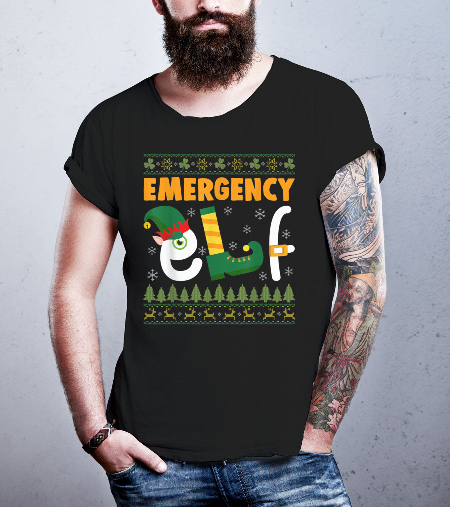 Emergency Elf Christmas Sweater With Festive T-Shirt