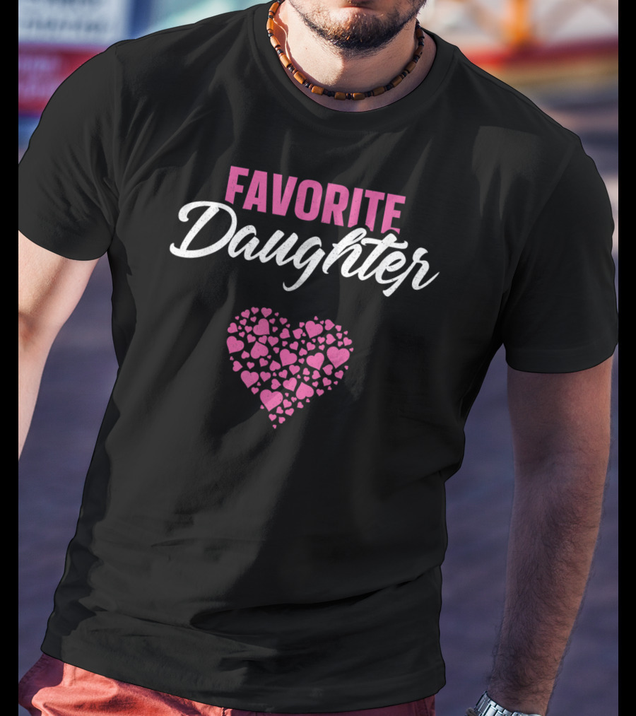 FAVORITE DAUGHTER Heart Pattern Mother's Day T-Shirt