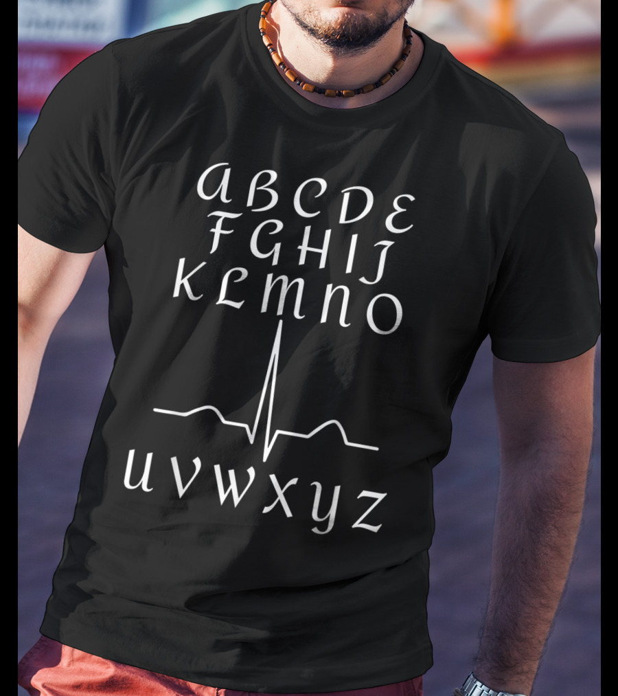 Funny Ekg Ecg Nurse Alphabet Letters Nursing Heartbeat T-Shirt