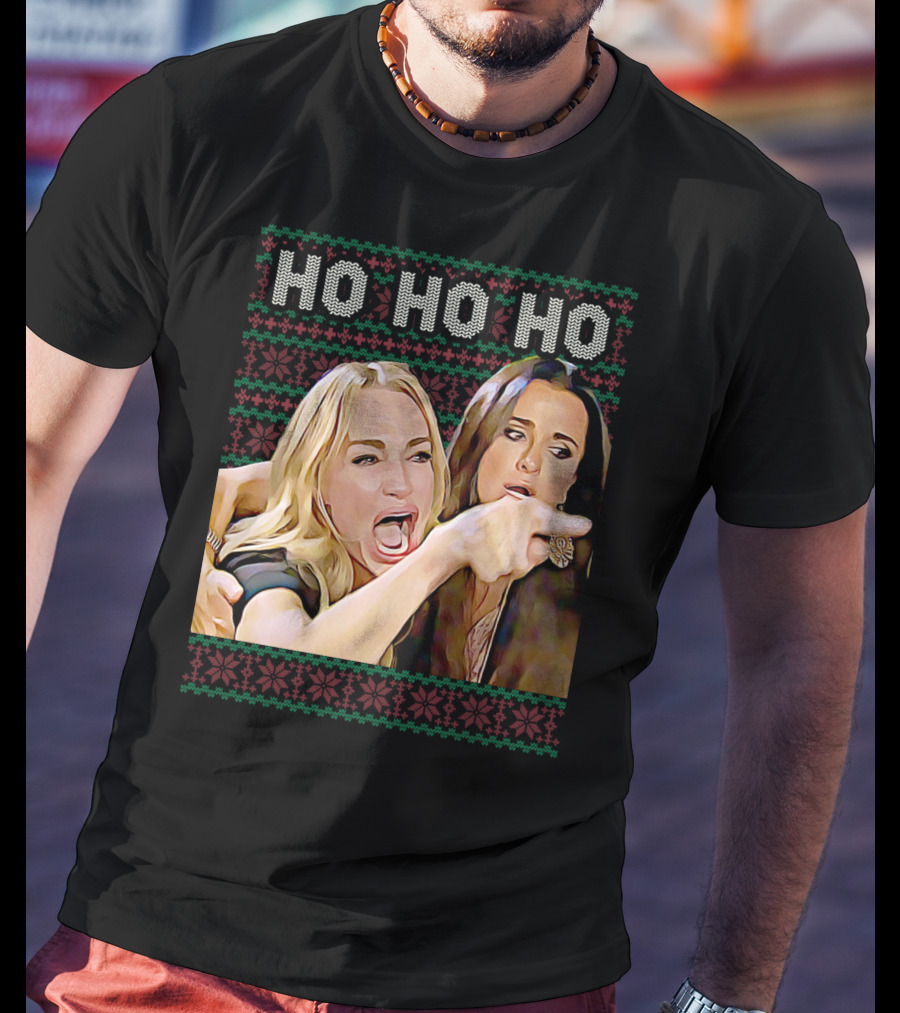Ho Ho Ho Woman Yelling At Cat Meme Christmas T-Shirt