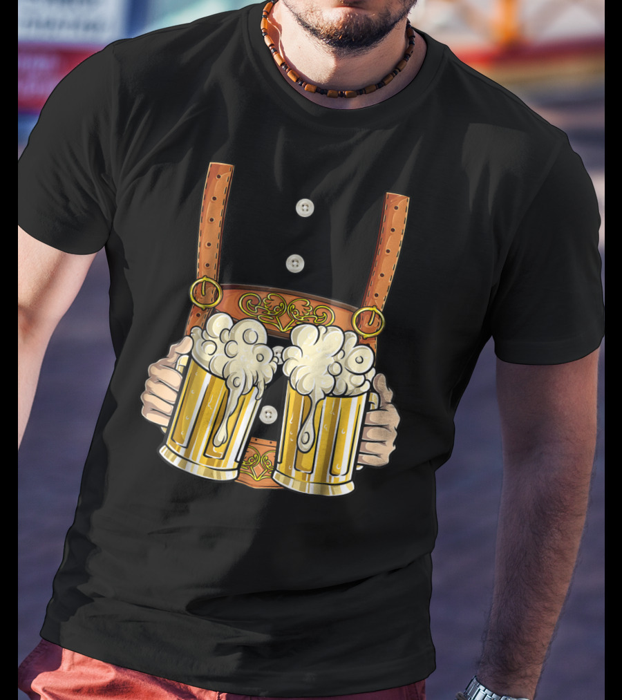 Lederhosen Costume Oktoberfest Men Prost Beer Cheers ZZ T-Shirt