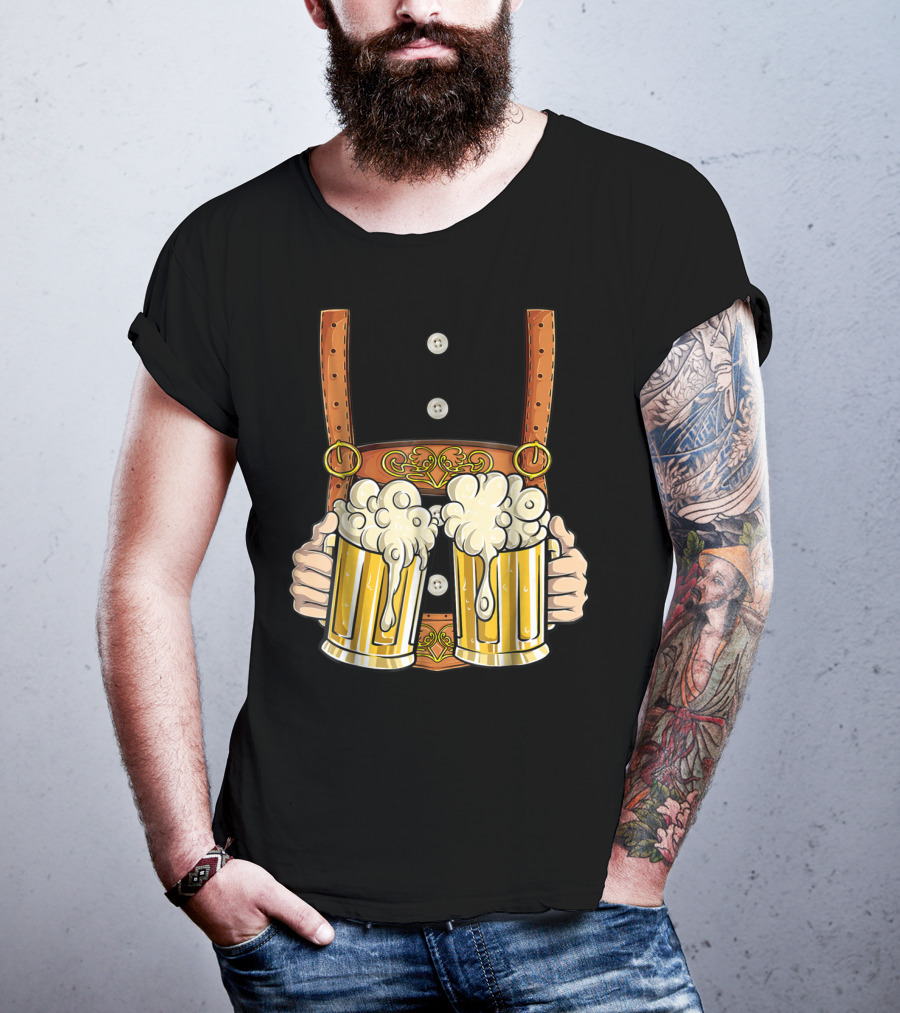Lederhosen Costume Oktoberfest Men Prost Beer Cheers ZZ T-Shirt