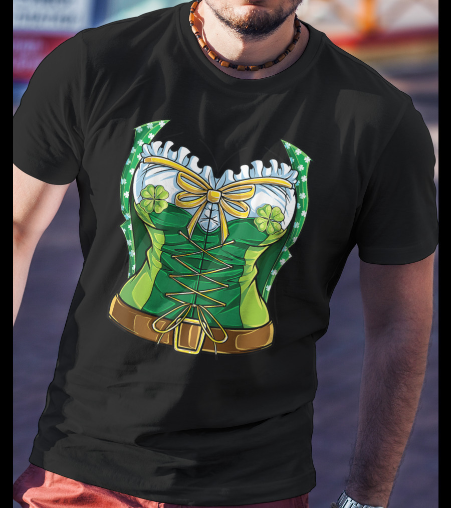Green Leprechaun Costume St Patrick's Day Women Corset T-Shirt