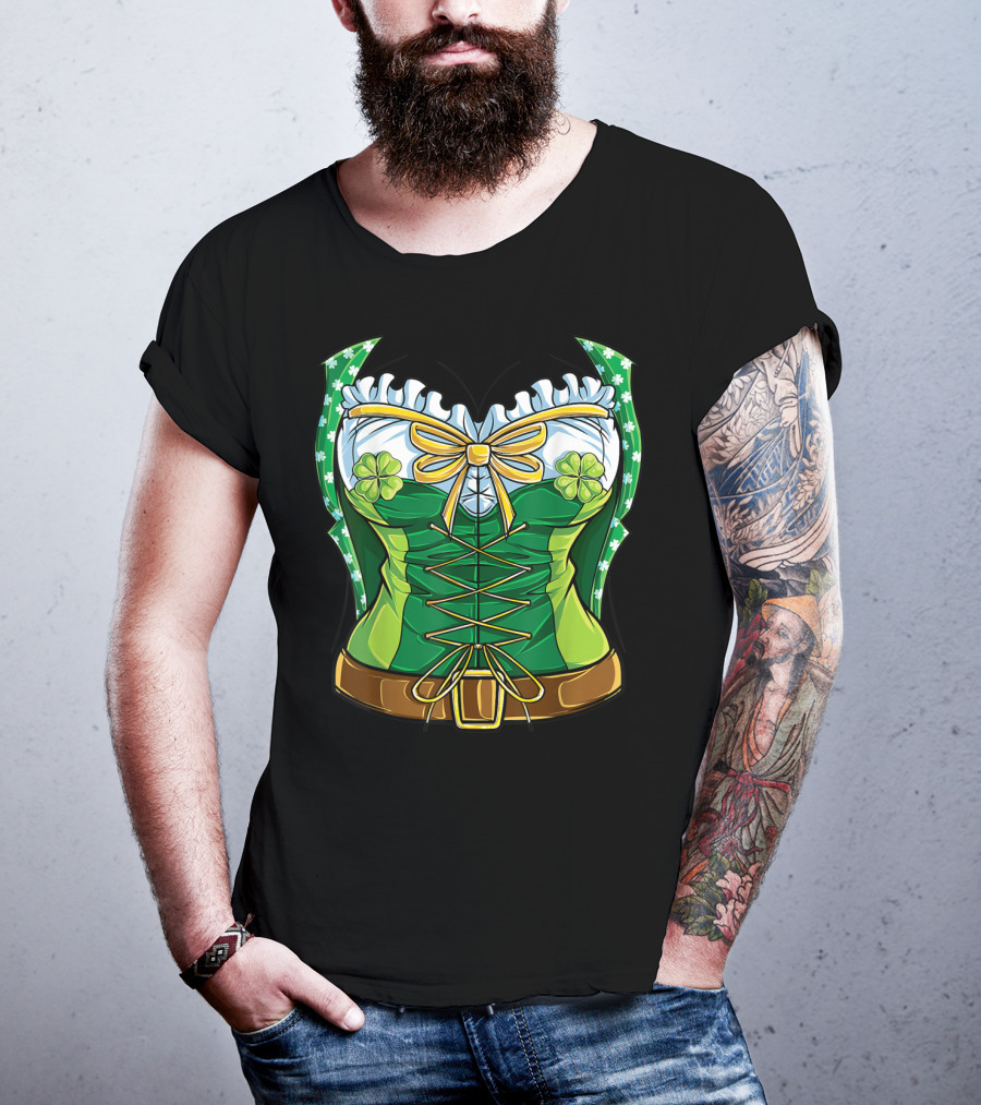 Green Leprechaun Costume St Patrick's Day Women Corset T-Shirt