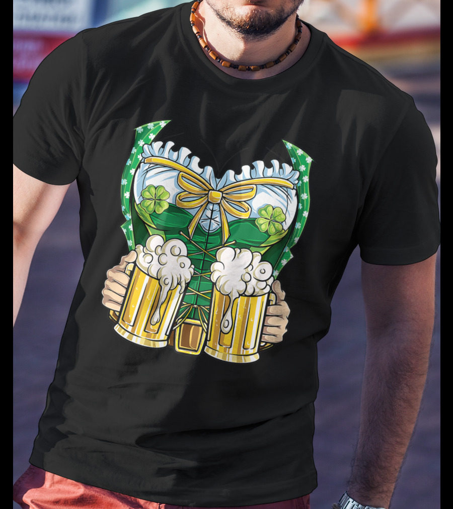 Leprechaun Girl Costume St Patricks Day Beer Clover Corset Women's Top T-Shirt