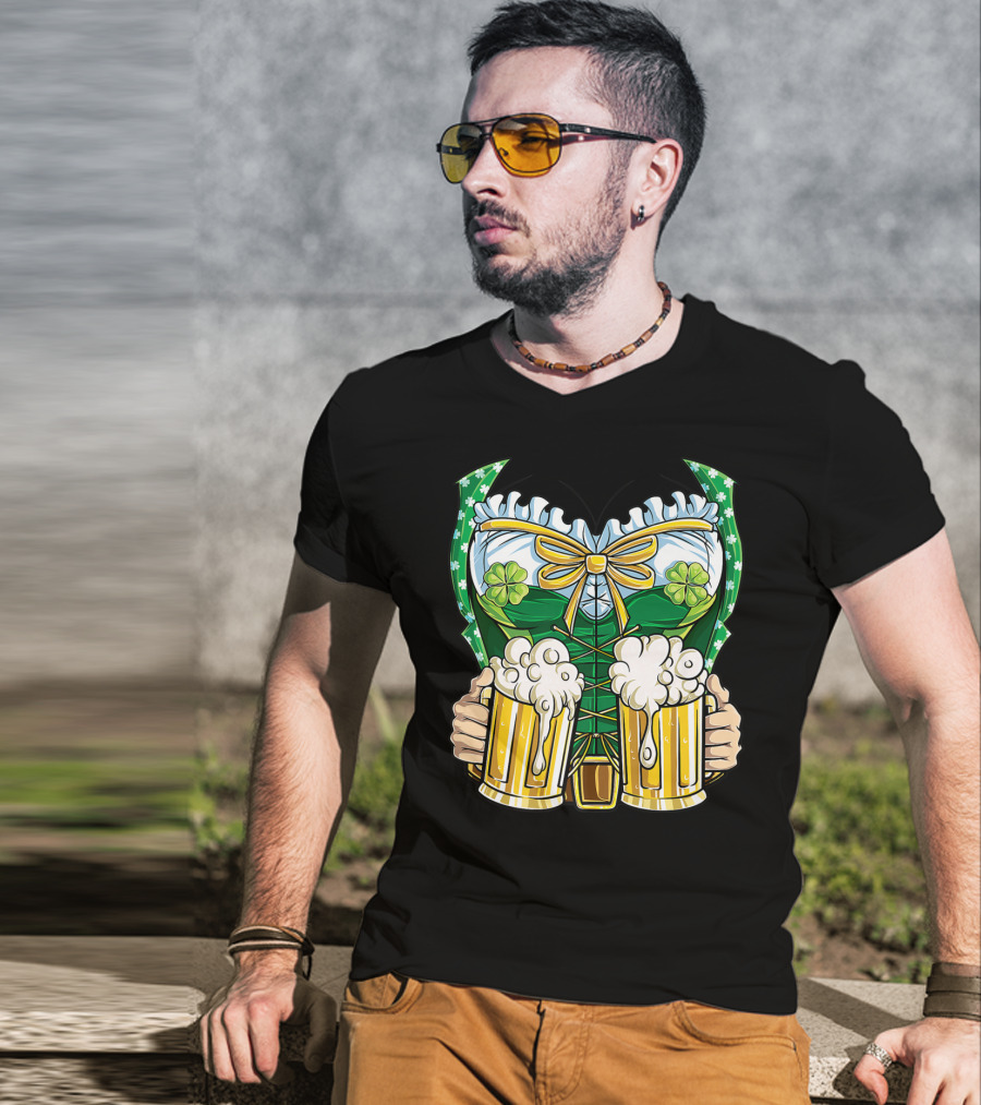 Leprechaun Girl Costume St Patricks Day Beer Clover Corset Women's Top T-Shirt