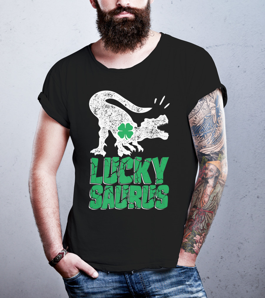 Lucky Saurus Irish Dinosaur Rex T-Shirt