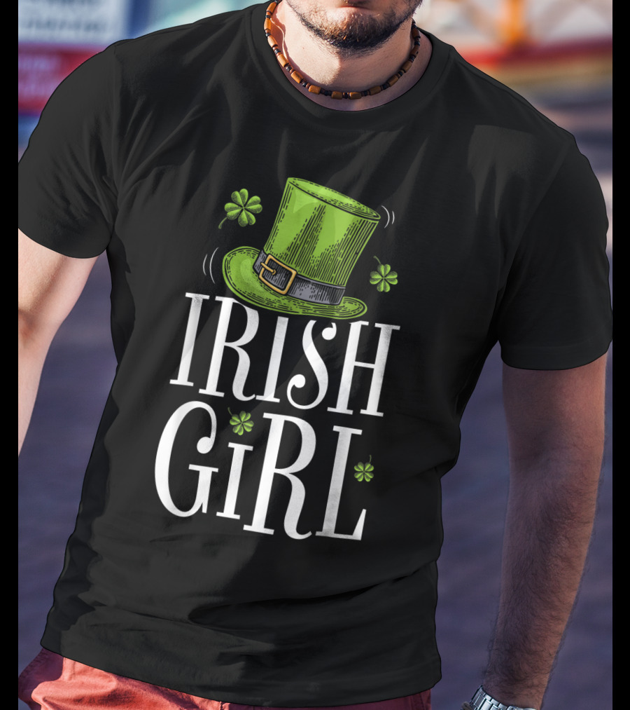 Irish Girl St Patricks Day Shamrock Hat T-Shirt