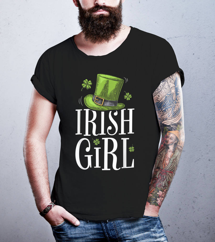 Irish Girl St Patricks Day Shamrock Hat T-Shirt