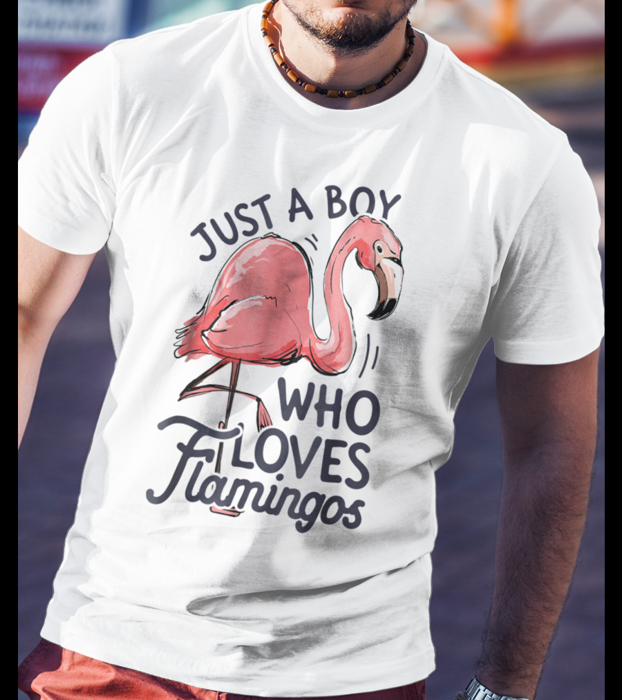 Just A Boy Who Loves Flamingos Pink Flamingo T-Shirt