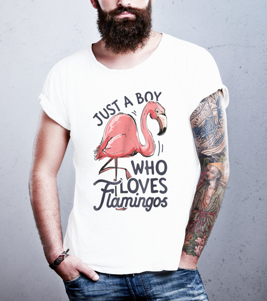 Just A Boy Who Loves Flamingos Pink Flamingo T-Shirt