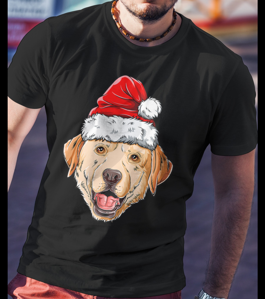 Labrador Santa Christmas Dog Wearing Festive Hat T-Shirt