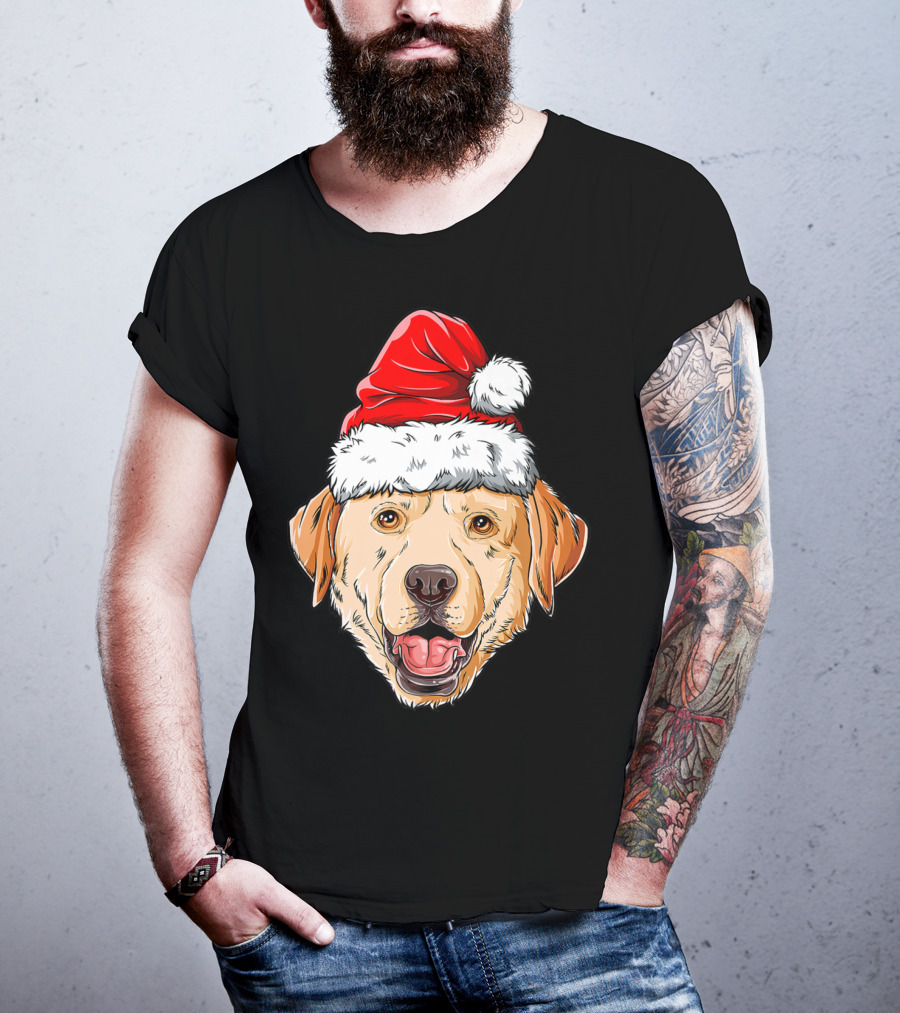 Labrador Santa Christmas Dog Wearing Festive Hat T-Shirt