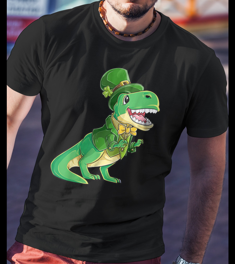 St Patricks Day Dinosaur Leprechaun Irish Boys T-Shirt