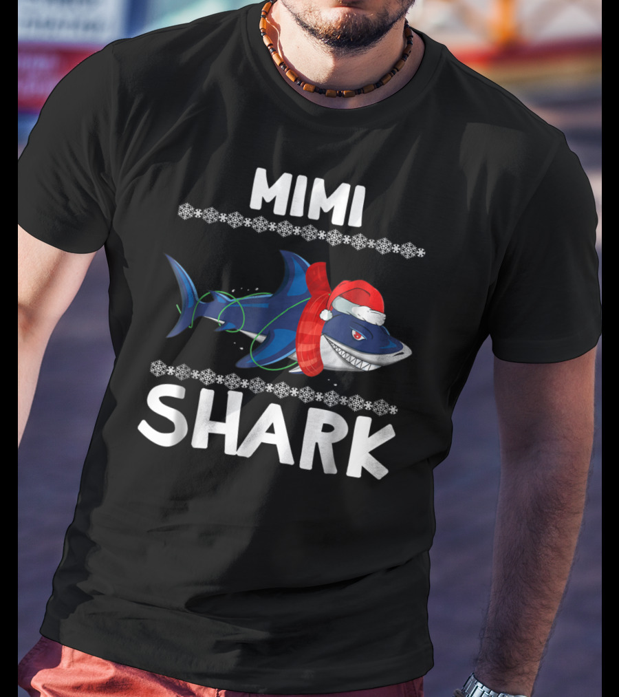 Mimi Shark Christmas Sweater Family Holiday Santa Hat T-Shirt