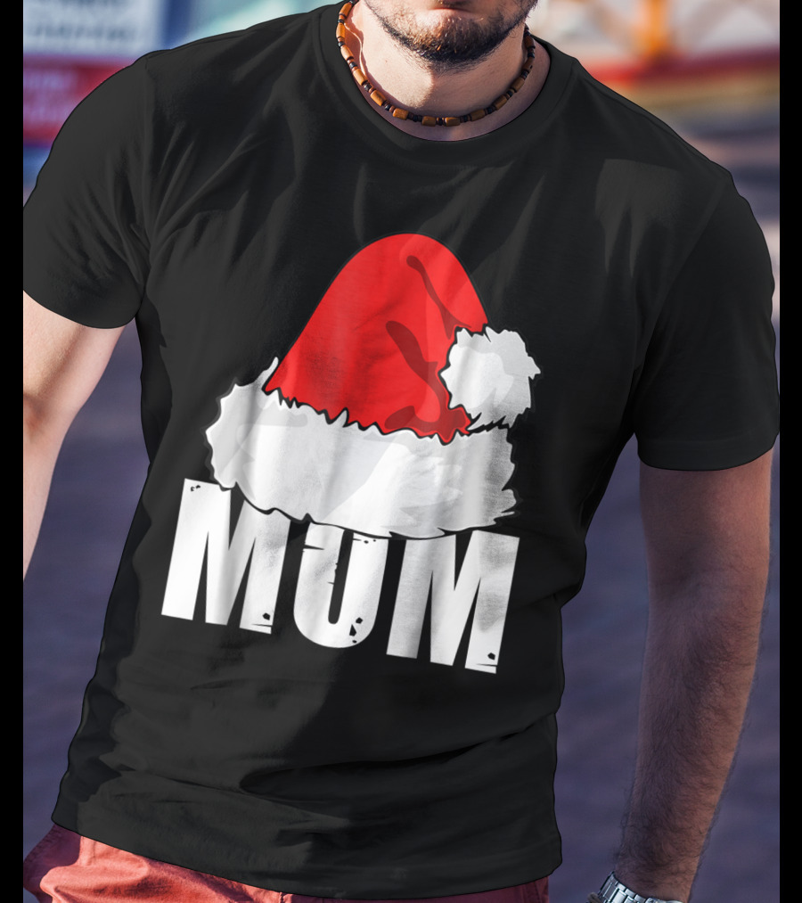 Mum Christmas Santa Hat Family Matching T-Shirt