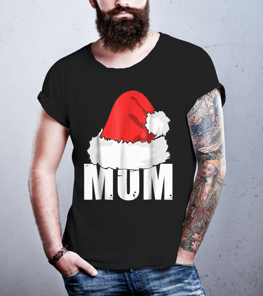 Mum Christmas Santa Hat Family Matching T-Shirt