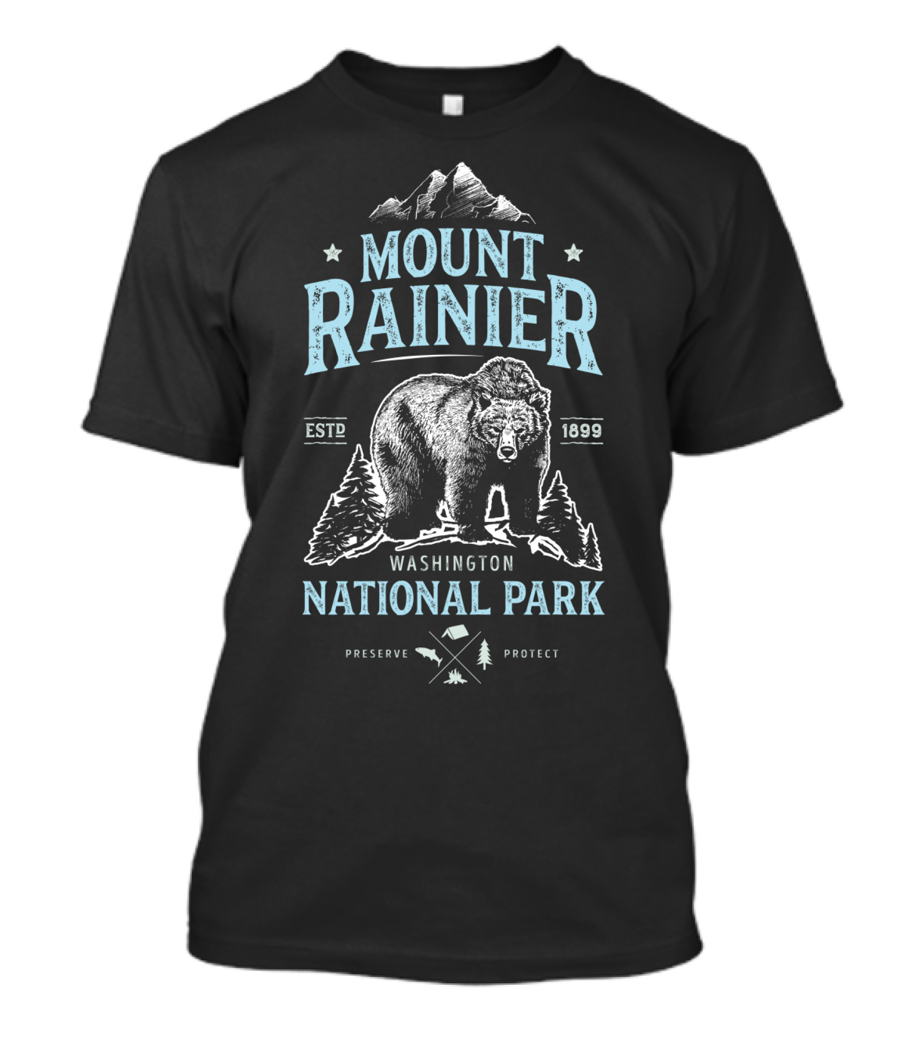 Mount Rainier National Park Washington Bear ESTD 1899 Preserve Protect T-Shirt