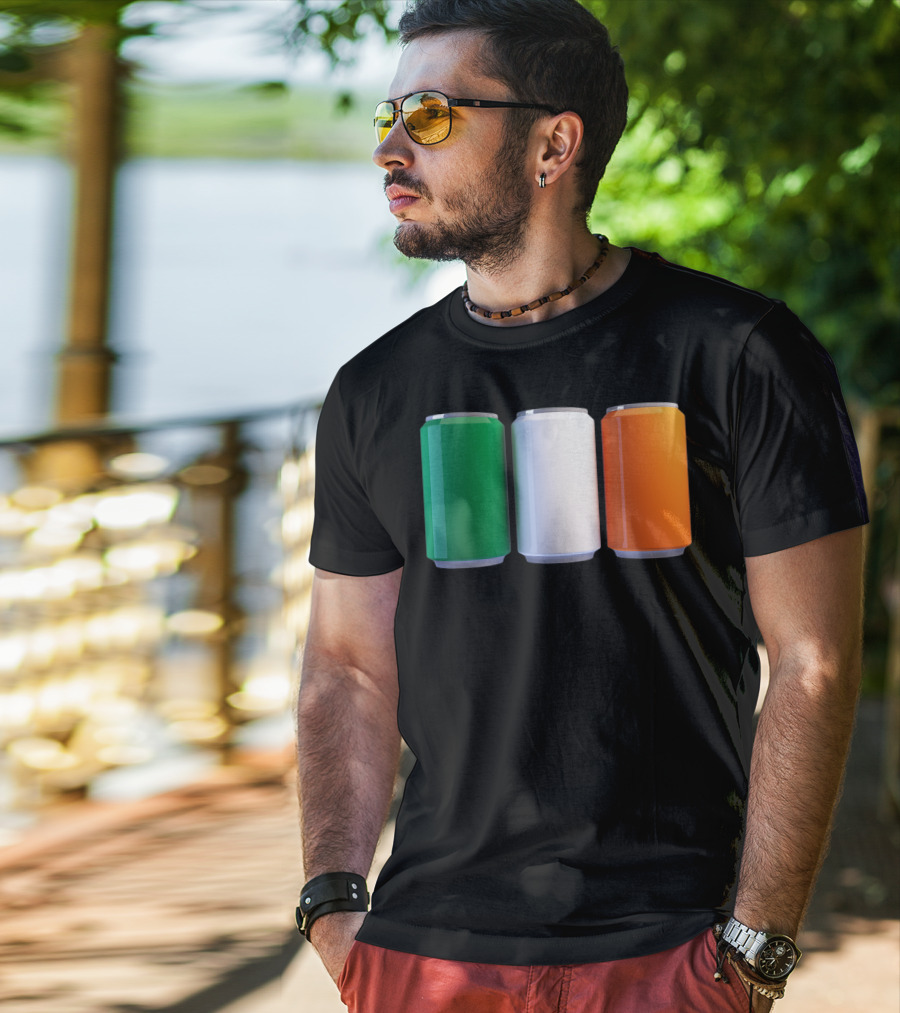 Irish Flag Beer Cans St Patrick's Day Ireland T-Shirt