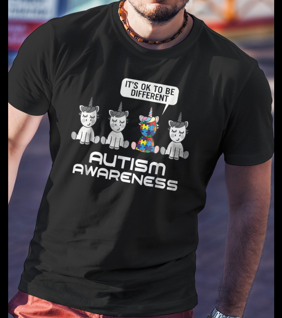 It's Ok To Be Different Unicorn Autism Awareness T-Shirt