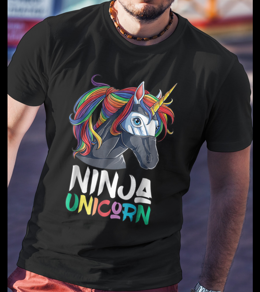 Ninja Unicorn Rainbow Girls Martial Arts T-Shirt