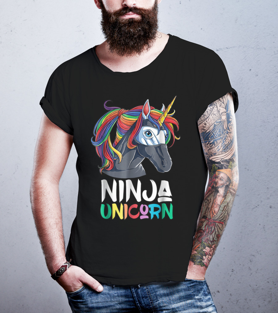 Ninja Unicorn Rainbow Girls Martial Arts T-Shirt