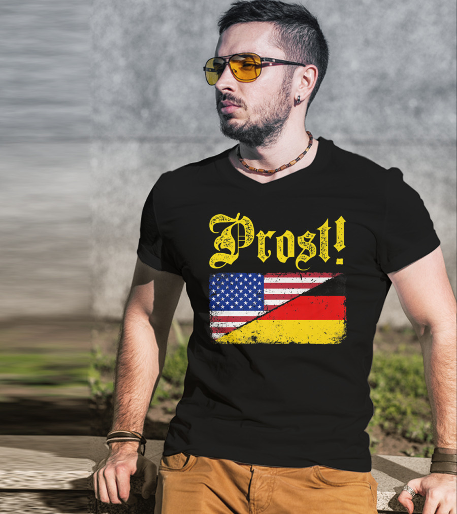 Prost German American Flag Oktoberfest T-Shirt