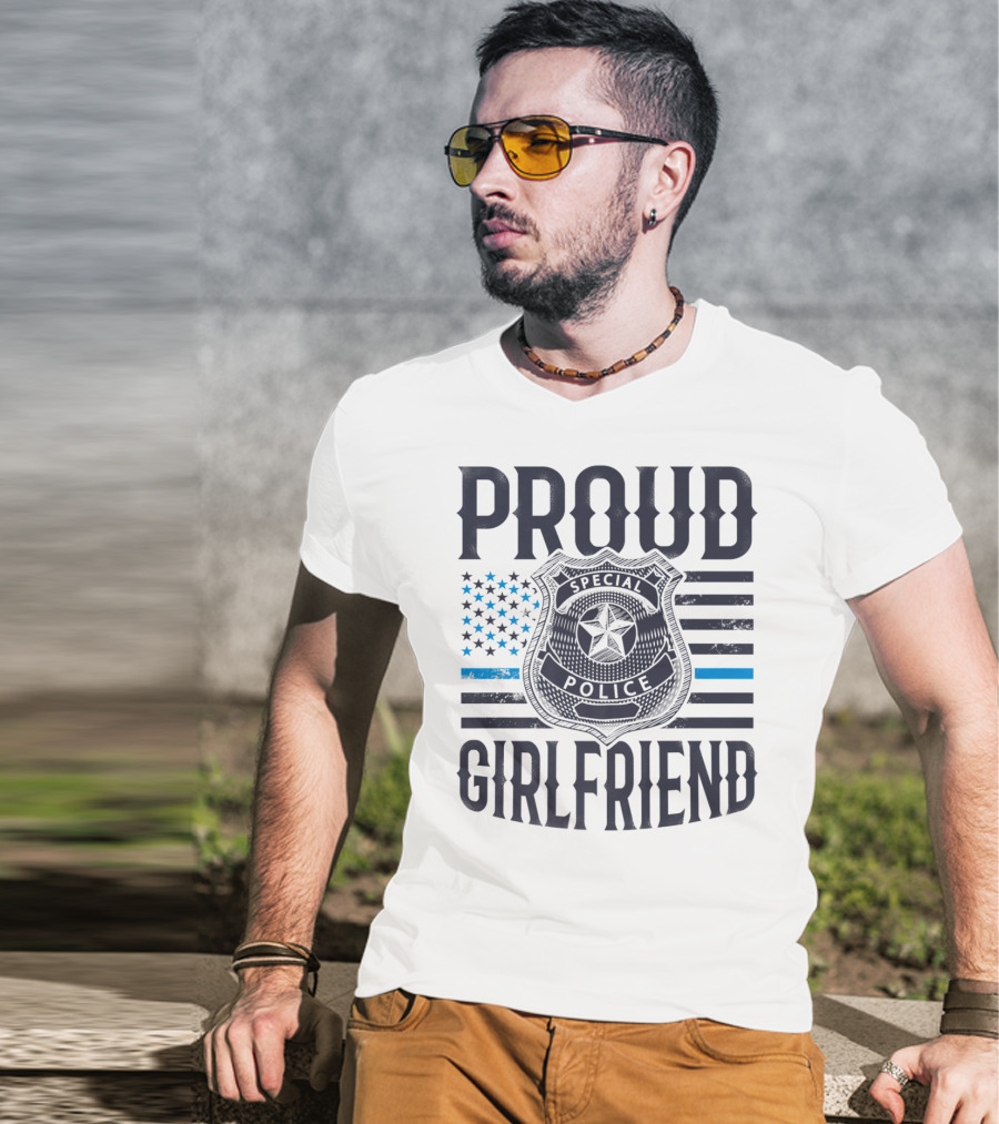Proud Girlfriend Special Police Badge Blue Line T-Shirt