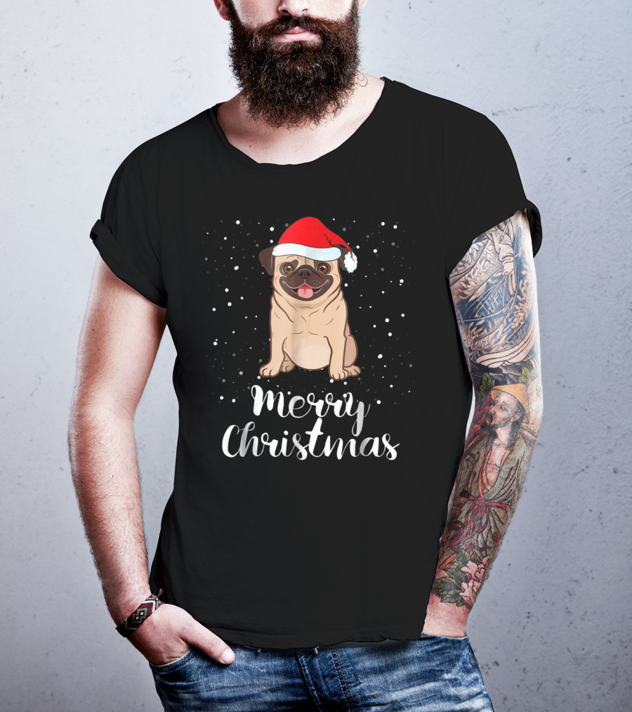 Merry Christmas Pug Funny Matching Family Group Holiday T-Shirt