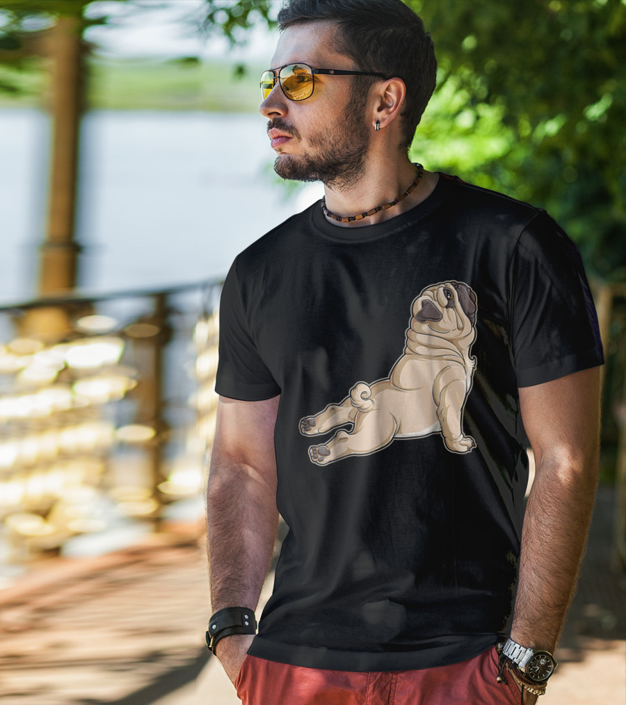 Pug Yoga Pose For Dog Lovers Puppy Funny T-Shirt